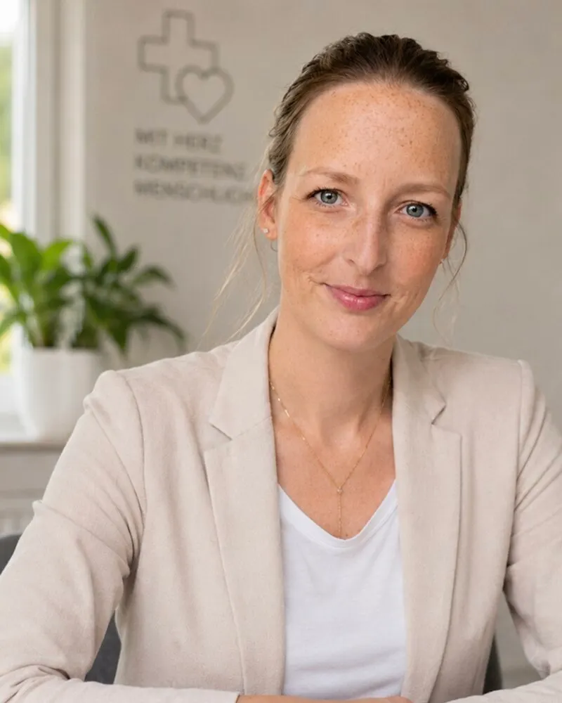 Sarah Alexandra Reimann, Gesundheits- und Krankenpflegerin (Porträt mit KI erzeugt)